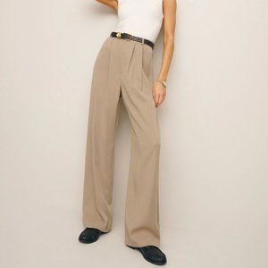 Reformation 4 Mason Pants Khaki Wide Leg Trousers